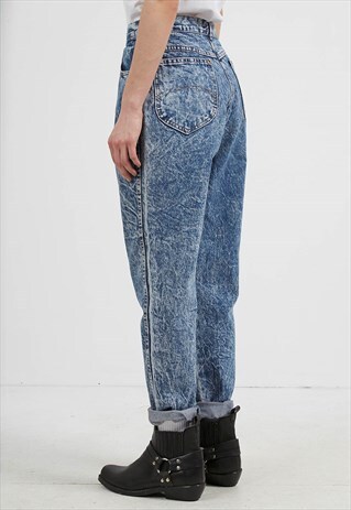 VINTAGE BLUE CHIC ACID WASHED DENIM JEANS