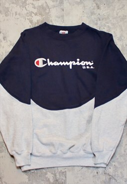 champion USA reworked vintage sweatshirt in grey and navy 