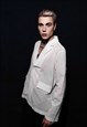 TRANSPARENT BLAZER FORMAL GOING OUT SHEER JACKET IN WHITE