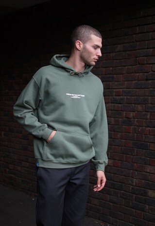 UK BORN WORLDWIDE WORN MILITARY GREEN COTTON HOODIE