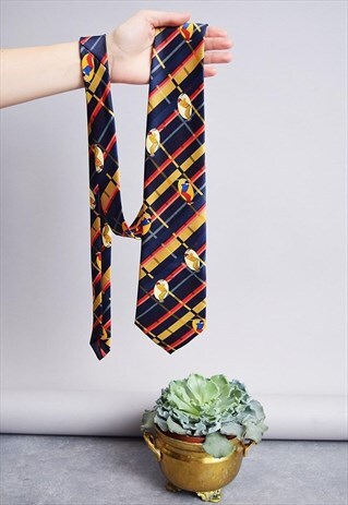 VINTAGE 90'S RETRO MOD GOLF PLAYER STRIPED ARTISTIC TIE