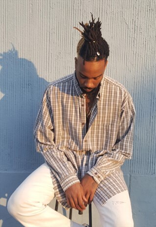 90S HERTIAGE SKATER GRUNGE PLAID OXFORD SHIRT XL