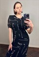 VINTAGE BLACK CHIFFON SHORT SLEEVE MAXI DRESS