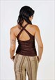 Vintage 90s Velvet Crossed Back Tank Top