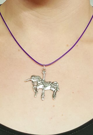 UNICORN CHARM PURPLE NECKLACE