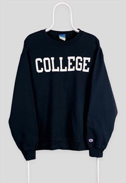 Vintage Champion Black Sweatshirt USA College Large