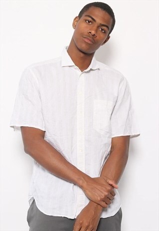 VINTAGE TRUSSARDI BUTTON SHIRT WHITE PATTERN