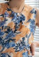 VINTAGE 70'S MULTICOLOUR FLORAL PRINT MINI DRESS