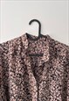 BOHO ROMANTIC CASUAL BROWN FLORAL TOP BLOUSE SHIRT L