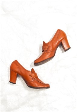 Vintage 60s Mod Shoes in Orange Leather