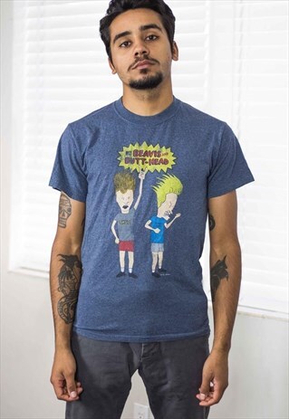 VINTAGE BEAVIS AND BUTTHEAD T-SHIRT LOGO 90S S 6.1