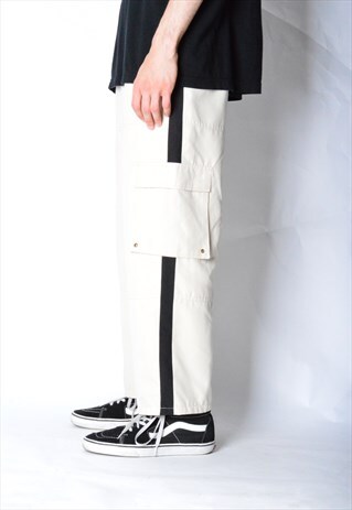 VINTAGE 90S BEIGE SPORTS CARGO PANTS