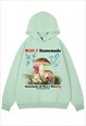 MUSHROOM HOODIE PSYCHEDELIC PULLOVER CARTOON PRINT TOP WHITE