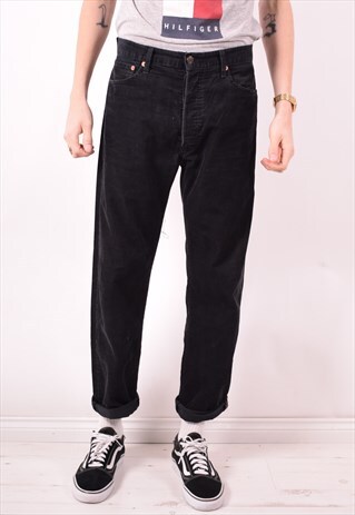 LEVI'S 551 MENS VINTAGE CORDUROY JEANS W34 L34 BLACK 90S