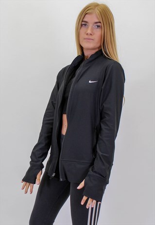 VINTAGE NIKE RUNNING JACKET IN BLACK MEDIUM