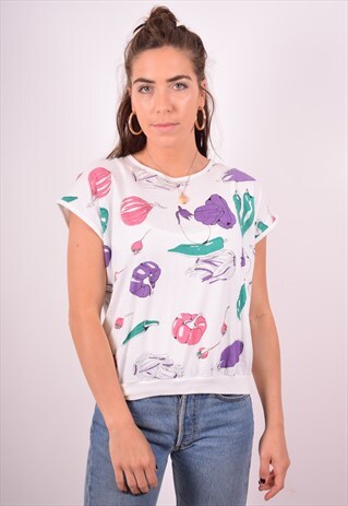 C&A WOMENS VINTAGE T-SHIRT TOP MEDIUM MULTI 90S