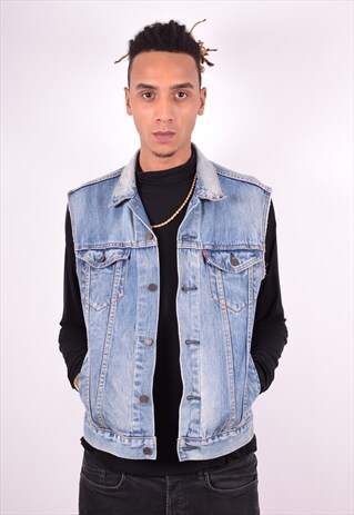 LEVI'S MENS VINTAGE DENIM GILET MEDIUM BLUE 90'S