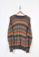 Vintage Knitted Jumper Retro Pattern Multi XL
