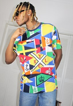Vintage 90s Rare Multi Coloured Abstract Ralph Lauren Top