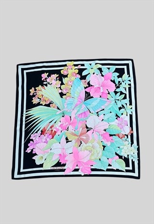 Leonard Of Paris Vintage Floral Pink Black Scarf