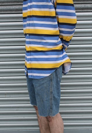 VINTAGE 90S BLUE STONEWASH CUT-OFF DENIM SHORTS W34"