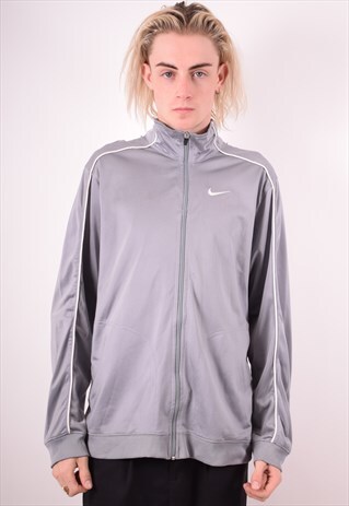 NIKE MENS VINTAGE TRACKSUIT TOP JACKET MEDIUM GREY 90S