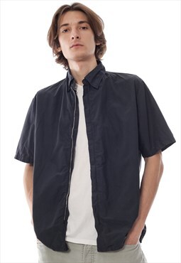 Vintage C.P. COMPANY Shirt Short Sleeve Zip Black 
