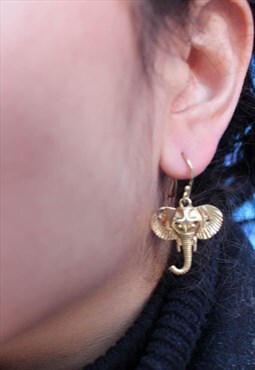 Small Gold Elephant Earrings