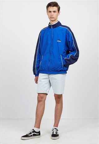 VINTAGE BLUE ADIDAS ZIP TRACK JACKET