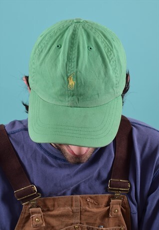 VINTAGE RALPH LAUREN GREEN AND YELLOW RETRO CAP