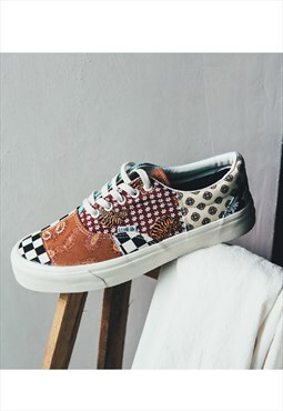 Retro classic patterned sneakers flat sole shoes 
