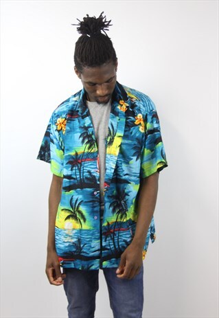 VINTAGE TROPICAL BLUE SHIRT