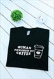 HUMAN POWERED BY COFFEE GRAPHIC WHITE T-SHIRT