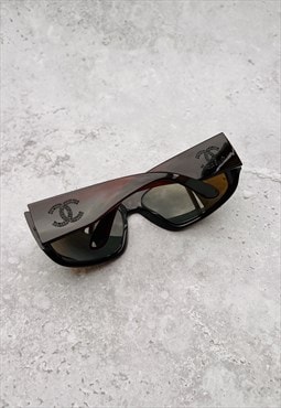 Chanel Sunglasses Authentic Burgundy Brown Crystal Diamante 