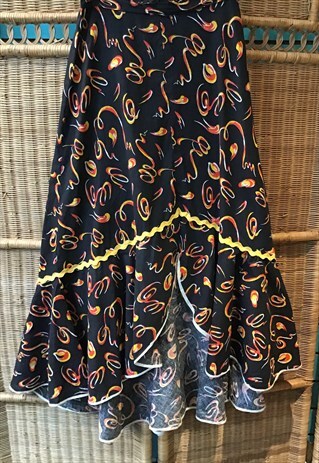 HANDMADE MAXI FLAMENCO STYLE STEAMPUNK GOTH SKIRT