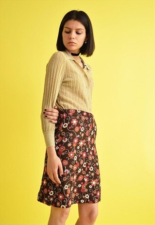 70'S RETRO HIPPIE FESTIVAL FLORAL PRINT MINI SUMMER SKIRT
