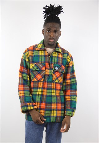 VINTAGE FLANNEL CHECK SHIRT JACKET