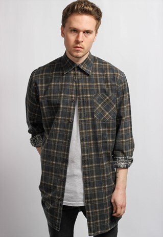 VINTAGE LONGLINE FLANNEL SKATER SHIRT