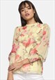 IS.U FRONT RUFFLE ALL OVER FLORAL PRINTED TOP