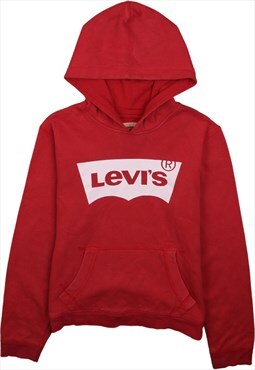 Vintage 90's Levi's Hoodie Spellout Pullover Red Small