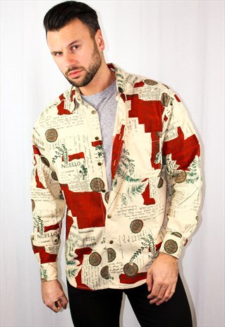 VINTAGE ABSTRACT PATTERNED CORDUROY SHIRT