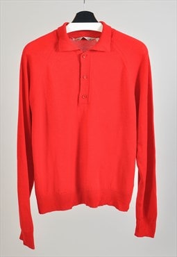 Vintage 90s wool polo jumper in red