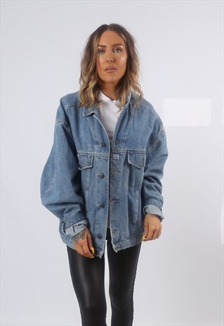 DENIM JACKET OVERSIZED FITTED VINTAGE UK 18 (G2S)