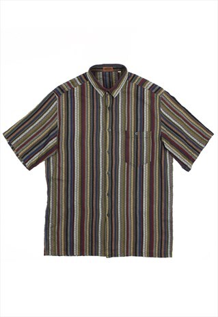 VINTAGE MISSONI STRIPED COLORFUL HALF SLEEVE SHIRT