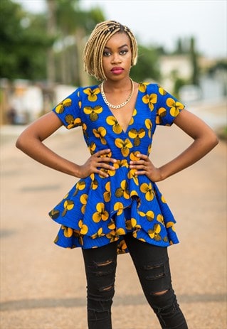 ROYAL BLUE PEPLUM TOP