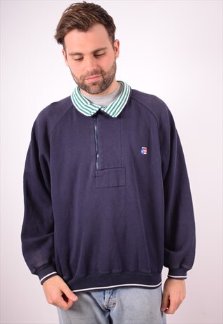 NAUTICA MENS VINAGE SWEATSHIRT JUMPER LARGE NAVY BLUE 90S