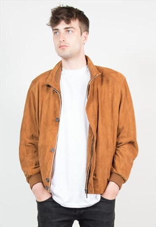 VINTAGE BROWN SUEDE BOMBER JACKET