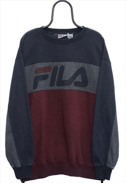 Vintage Fila Spellout Maroon Sweatshirt Womens