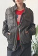 VINTAGE Y2K 00'S UNISEX BLACK RIB HEM LEATHER JACKET