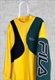 VINTAGE REWORKED FILA SWEATSHIRT SPELL OUT YELLOW XL